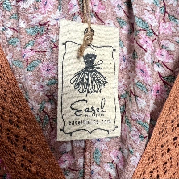 Easel Floral Lace Peasant Bohemian Spring Loose Blouse NEW M - Picture 4 of 14